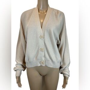 H&M Fine -Knit Cream Button-Front Women’s Cardigan Sweater size M